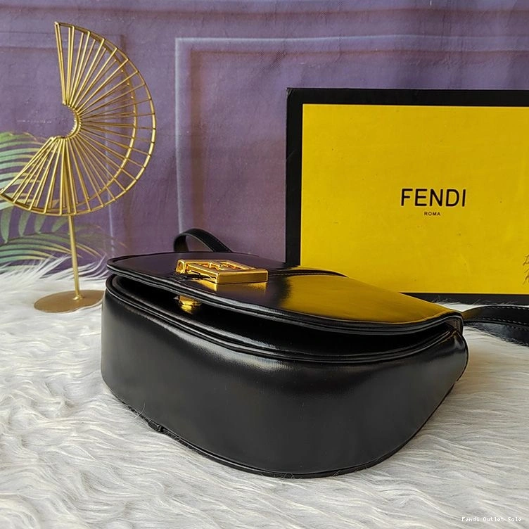 Cheap Medium Bag Calf Fendi C'mon Black In Leather 0823